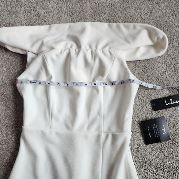 Lulus Off White Formal Grad Prom Off Shoulder Slit Dress Size XS - Picture 6 of 12